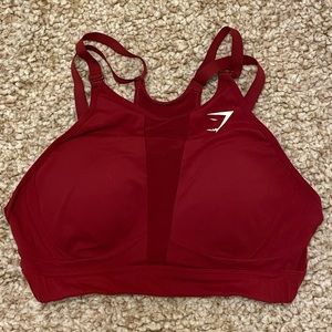 Gymshark Mesh Neckline Training Sports Bra - Maroon